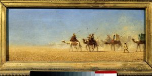 Karavaan die de woestijn doorkruist door Charles Theodore  Frere