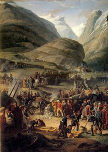 Het Franse Leger in Bourg Saint Pierre voor de Oversteek van de Grote Sint-Bernard 20/05/1800 door Charles Thevenin