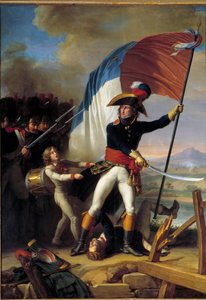 Generaal Pierre Augereau (1757-1816) leidt de aanval op de Pont d