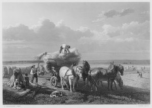 Het oogstveld, van het schilderij in de Koninklijke Collectie door Charles Tschaggeny