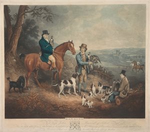 Malcolm Fleming van Barochan 1745-1811. Valkenjacht door Charles Turner