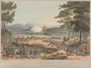 Nr. 4  De stad Poinbal. Op de ochtend van 11 maart 1811 door de Fransen ontruimd door Charles Turner
