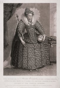 Koningin Elizabeth I met scepter en rijksappel door Charles Turner