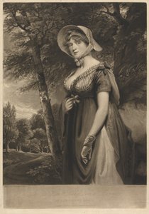 De zeer eerbiedwaardige Lady Louisa Manners in een boerenkleding door Charles Turner