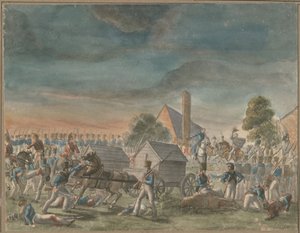 De ontmoeting van de hertog van Wellington en prins Blücher, nabij La Belle Alliance door Charles Turner Warren