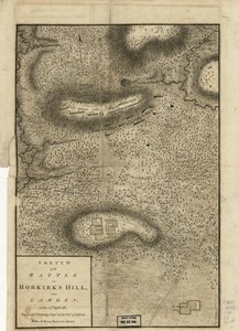 Schets van de Slag bij Hobkirks Hill, nabij Camden, op 25 april 1781, gepubliceerd in Londen, 1794