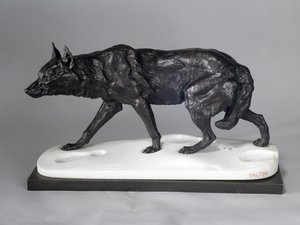 Wolf Volgt Spoor in de Sneeuw door Charles Valton