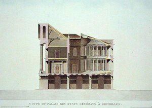 Dwarsdoorsnede van het Palais des Etats Generaux, Brussel, uit 