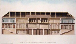 Dwarsdoorsnede van het Palais des Etats Generaux, Brussel, uit 
