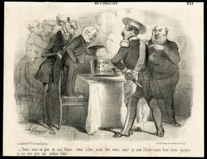 Illustratie door Charles Vernier (? -1887) in Le Charivari, circa 1851-11 - Herinnering aan de wet van 31 mei 1850 - Verkiezingen, President van de Republiek, Grootte, Wet, Stemrecht - Thiers Adolphe, Napoleon III, Dupin Andre-Marie genaamd Dupin aine (178 door Charles Vernier