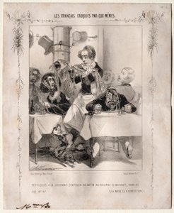 Les Français croqués par eux-mêmes: Perruques à la Julienne, Chapeaux de satin, 1840 door Charles Vernier