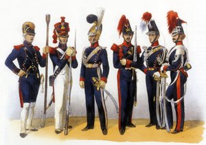 Uniformen van het Franse leger: Nationale Garde (Artillerie en Cavalerie) 18-19e eeuw, gravure door Charles Vernier door Charles Vernier