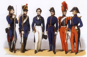 Uniformen van het Franse leger: Polytechnische school, Generale Staf en Cavalerie door Charles Vernier