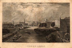 Uitzicht op Leeds, gegraveerd door J. Cousen, voor 1827 (gravure)
