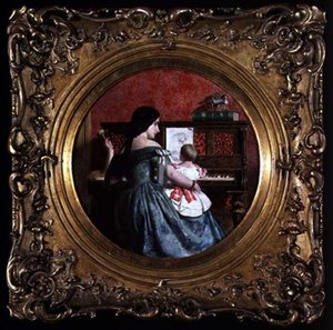 De Eerste Pianoles door Charles West (attr. to) Cope