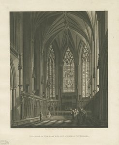 Interieur van de Lichfield Kathedraal - Lady Chapel (aquatint gravure) door Charles Wild