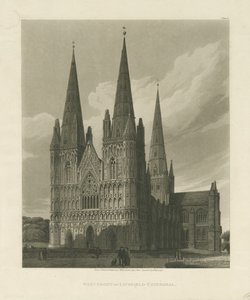 Lichfield Kathedraal - Westgevel door Charles Wild