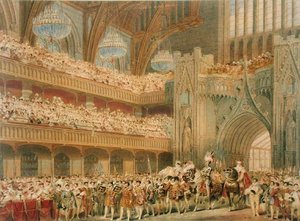 De Kampioen van Engeland betreedt Westminster Hall