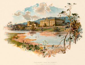 Chatsworth vanaf de Derwent door Charles Wilkinson