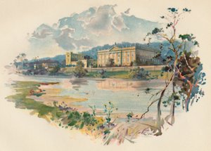 Chatsworth vanaf de Derwent, c1890
