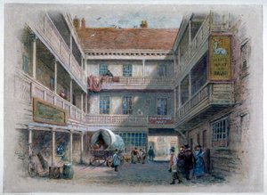 Binnenplaats van de White Hart Inn, Borough High Street, Southwark, Londen
