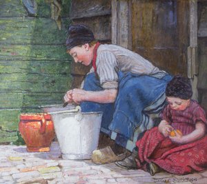 Een zonnig hoekje in Nederland door Charles William Bartlett