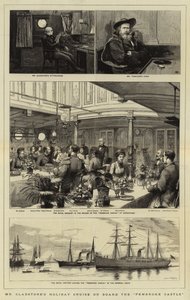 De vakantiecruise van de heer Gladstone aan boord van de Pembroke Castle door Charles William Wyllie