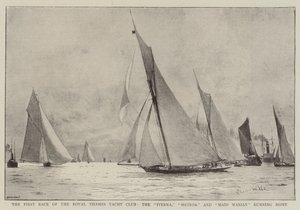 De Eerste Race van de Royal Thames Yacht Club, de Iverna, Meteor en Maid Marian op Weg naar Huis door Charles William Wyllie