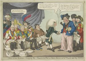 Dokter Napoleon zet de Europese vorsten op de pot, 1808 door Charles Williams