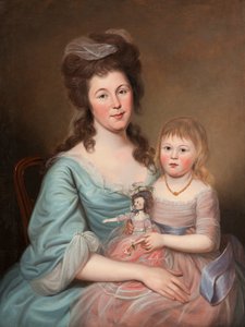 Peggy Sanderson Hughes en haar dochter, c.1788-89 door Charles Willson Peale