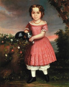 Portret van een kind dat een kat aait door Charles Winter