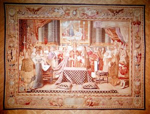 Het huwelijk van Lodewijk XIV en zijn nicht Maria Theresia van Spanje door Charles after Le Brun