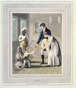 Een Europese dame en haar familie, vergezeld door een Ayah, of verpleegster, plaat 17 uit 