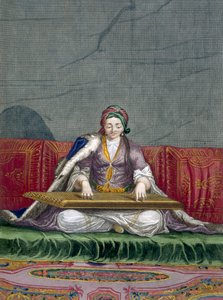 Turks meisje speelt een snaarinstrument door Charles de Ferriol