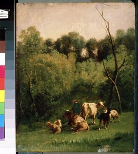 Landschap met koeien in een weiland door Charles de Luna