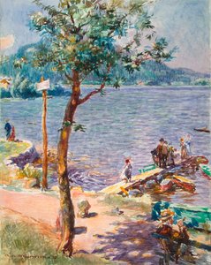 Uitzicht op een meer, 1893 door Charles de Meixmoron de Dombasle
