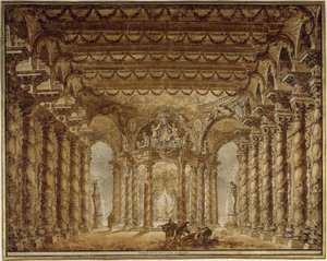 Toneelontwerp voor de opera Armide van Jean-Baptiste Lully, 1760 door Charles de Wailly