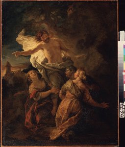 Christus en de heilige vrouwen. Jezus Christus verschijnt voor de drie maagden. Schilderij van Charles de La Fosse (1636-1716), Franse barokkunst door Charles de la Fosse