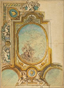 Studies voor een plafonddecoratie met de apotheose van Psyche (recto); Studies voor een plafonddecoratie met de apotheose van Psyche (verso) door Charles de la Fosse