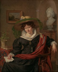 Portret van Carolina Frederica Kerst, vrouw van Louis Royer door Charles van Beveren