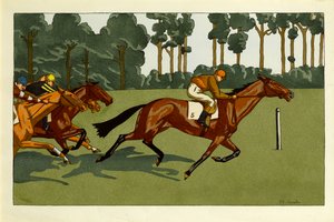 Een set van vier prenten - Longchamps en andere races, c.1910