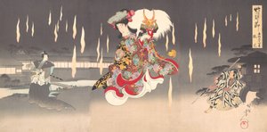 Scène van Foxfire Kitsunebi uit het Toneelstuk Honcho nijushiko, 1898