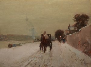 Langs de Seine, Winter door Childe Frederick Hassam