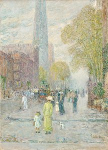 Kathedraaltorens, lenteochtend door Childe Frederick Hassam
