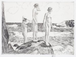 Diepzee Baders door Childe Frederick Hassam