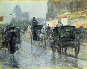 Paardentrams in de Avond, New York, c.1890