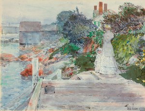 Oceaanfront, Gloucester, Massachusetts, c.1890-95 door Childe Frederick Hassam