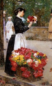 Het bloemenmeisje door Childe Frederick Hassam