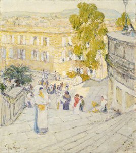 De Spaanse Trappen van Rome door Childe Frederick Hassam