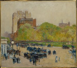 Lentemorgen in het hart van de stad door Childe Hassam